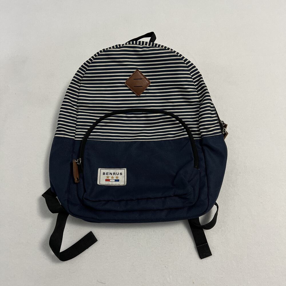 Benrus Blue‎ Striped 17" Backpack Laptop Compartment Adjustable Straps Daypack